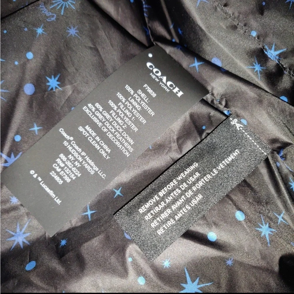 Coach x Star Wars Black Puffer Vest Rare Discontinued Limited Run Size Small - Picture 8 of 8